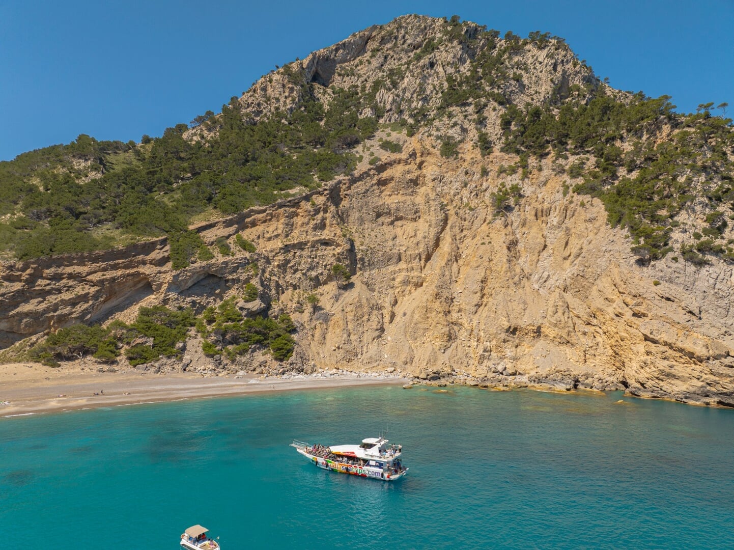 Alcanada y barco delfines