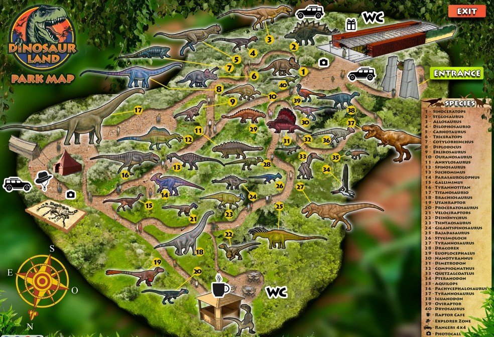 mapa del dinosaurland
