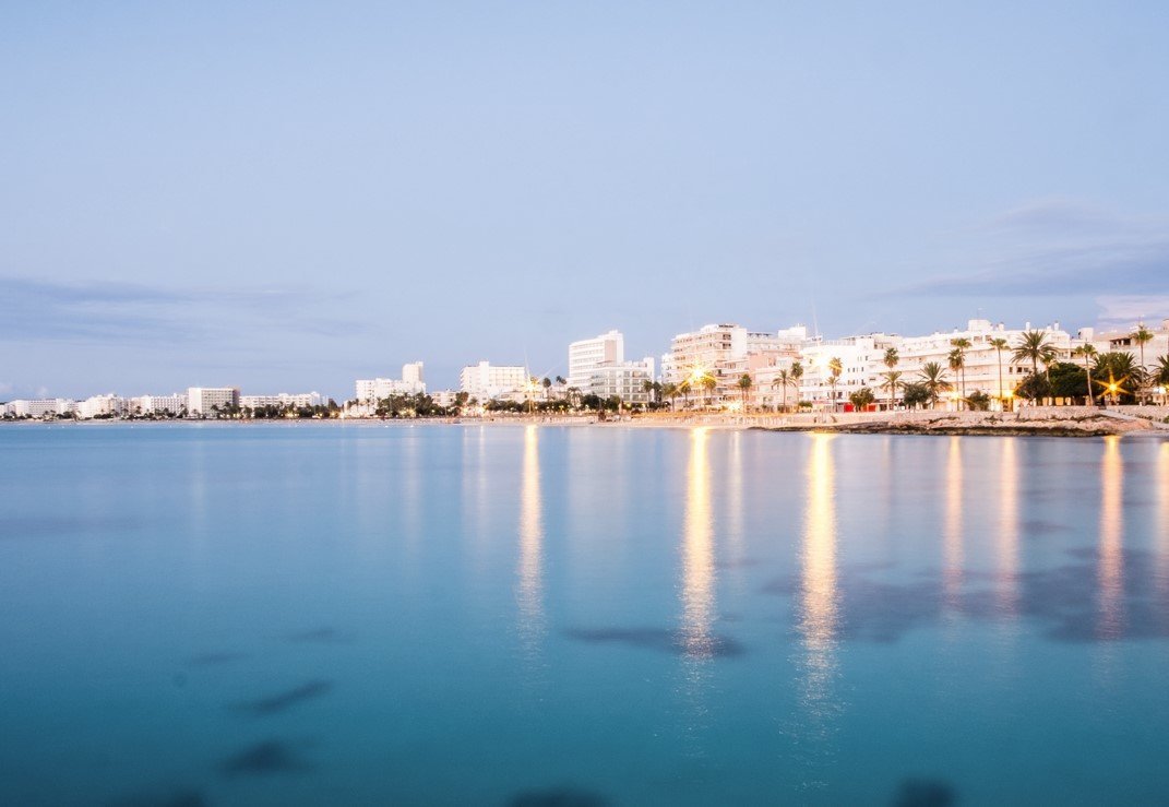night view of the coast
