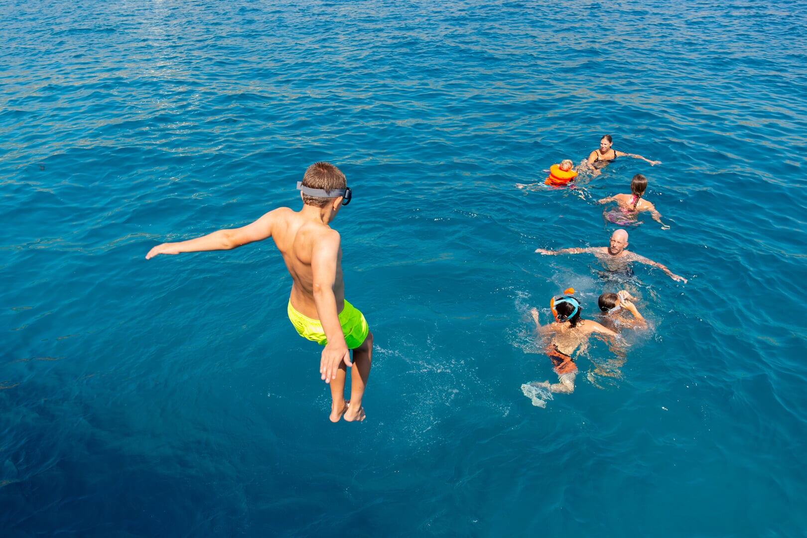 enjoying swimming