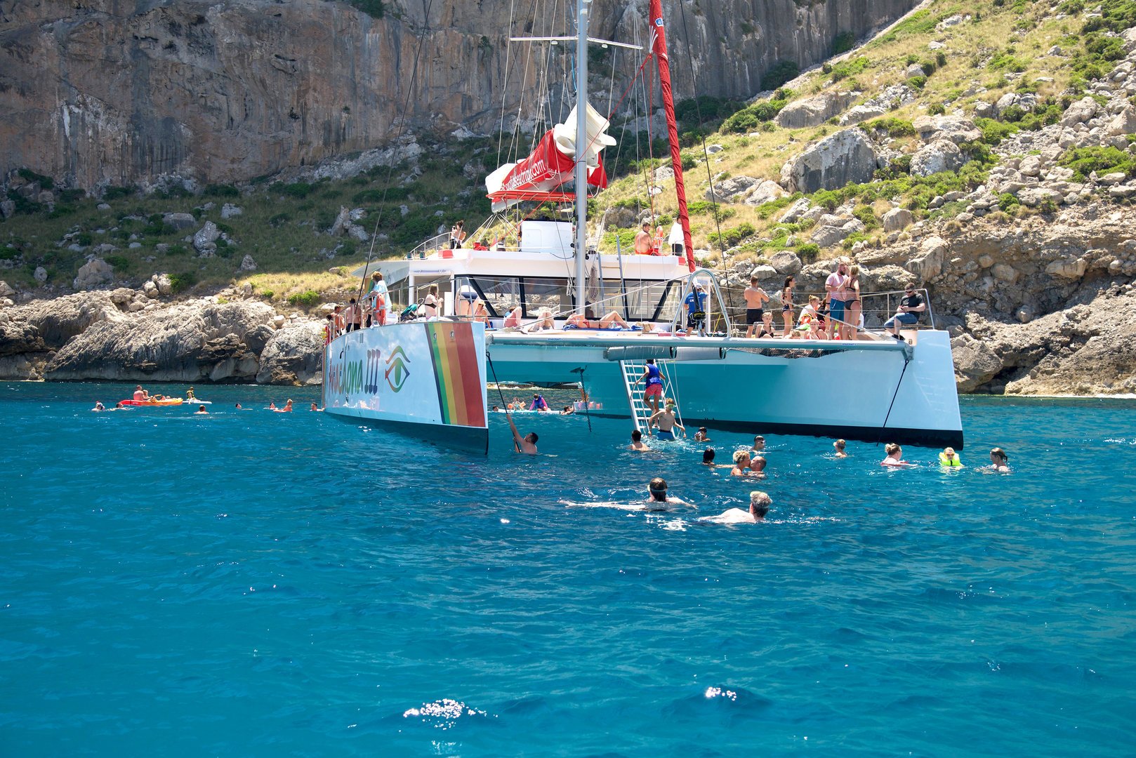 swimming stop during the catamaran tour
