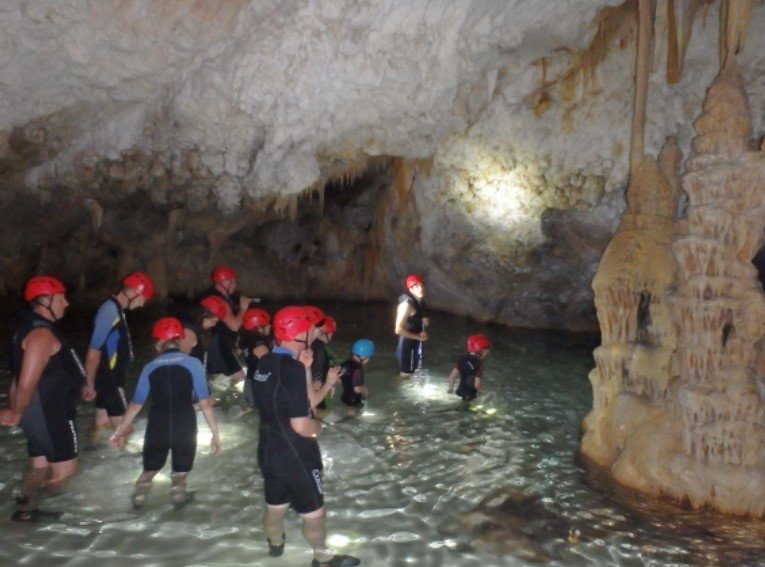 group inside the caves