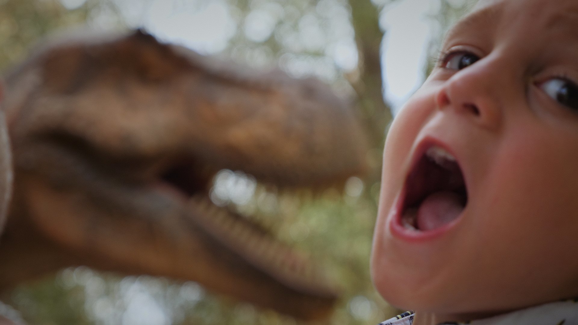 child with dinosaur