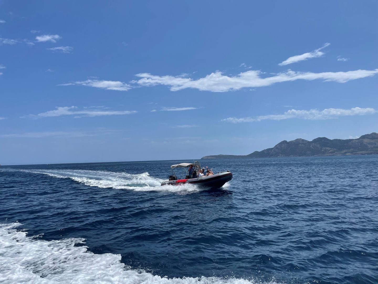 speed boat on the coast