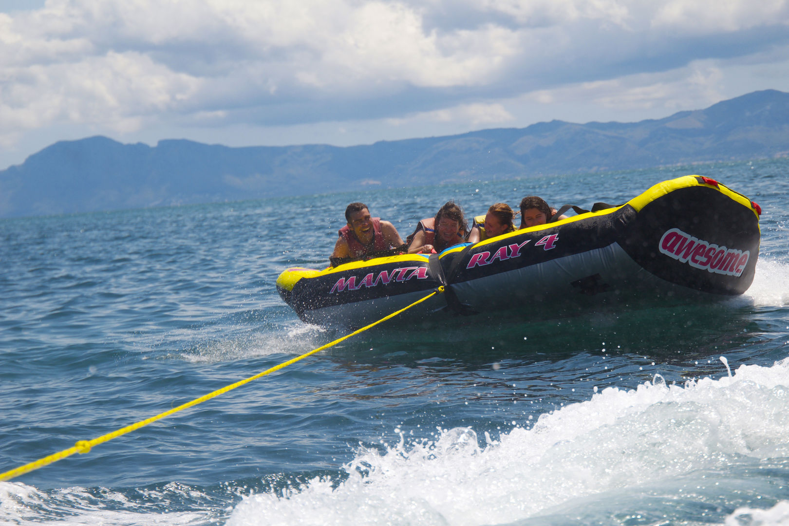 happy clients during phantom ride from water activities
