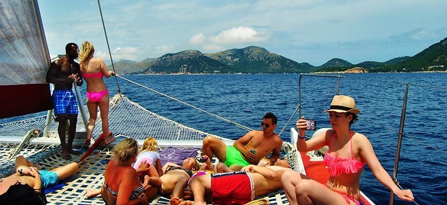 relax on the catamaran
