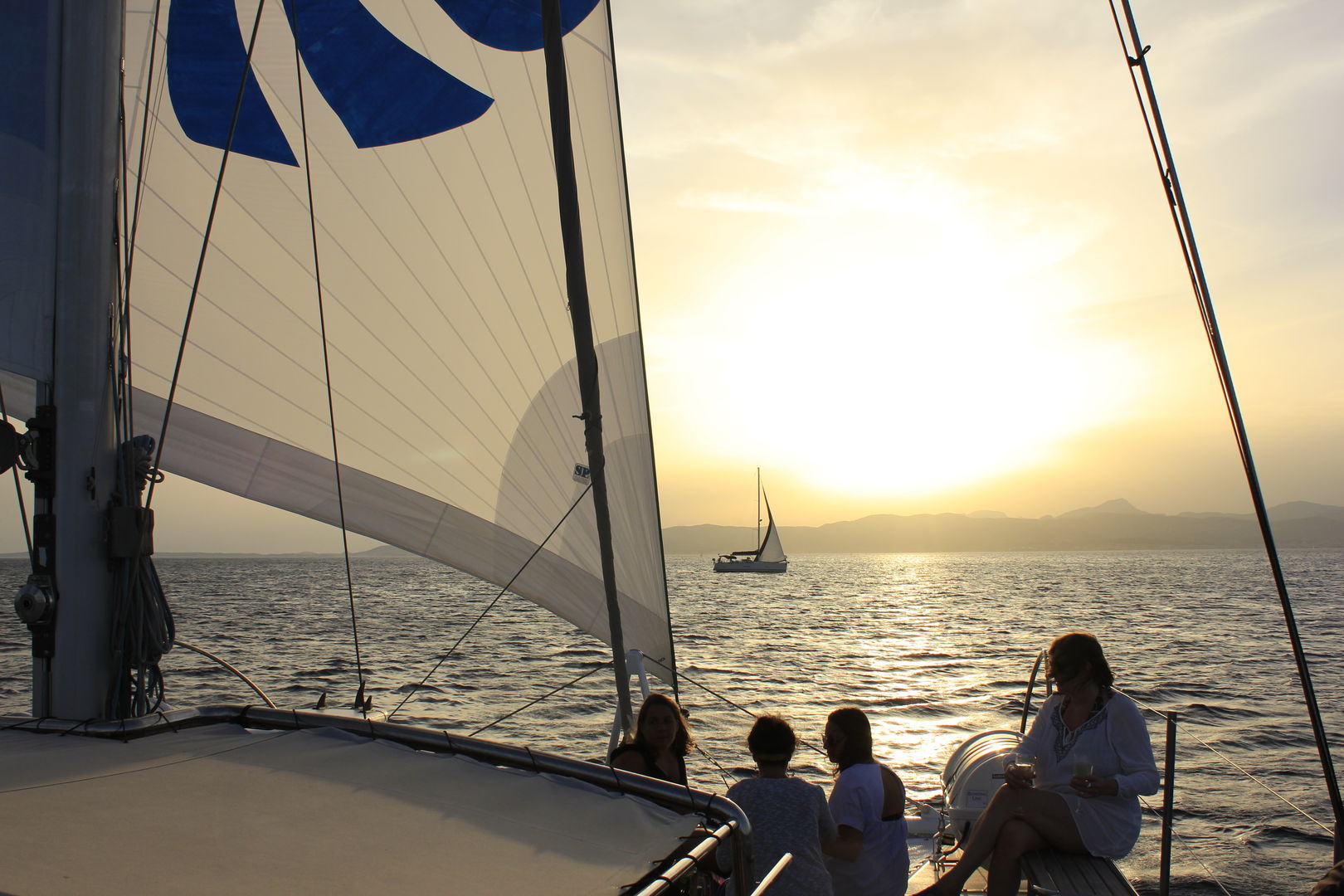 catamaran with sunset