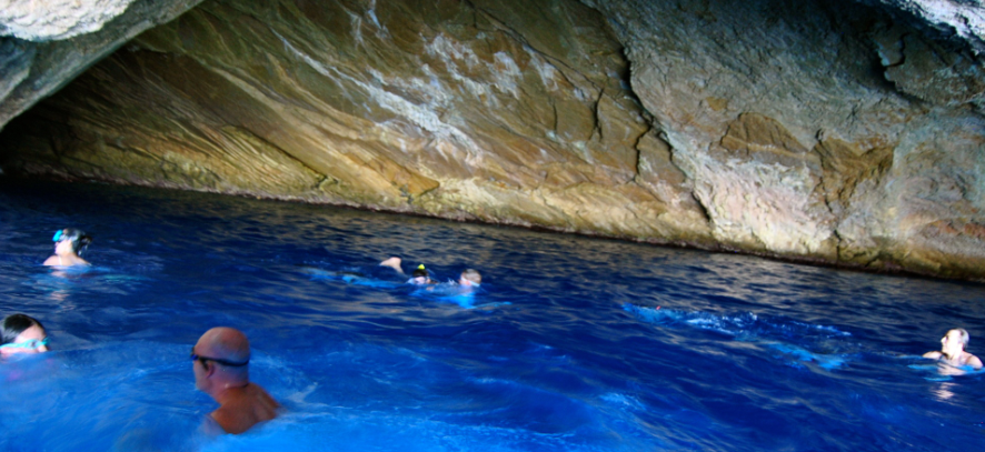 swim inside the cave