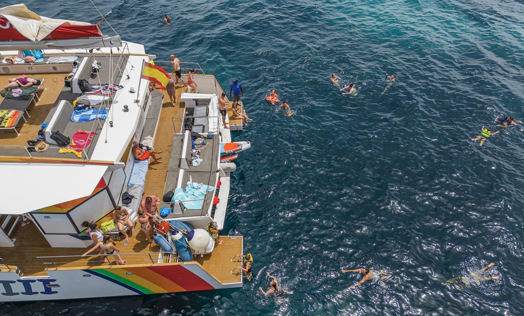 Disfrutando el catamaran